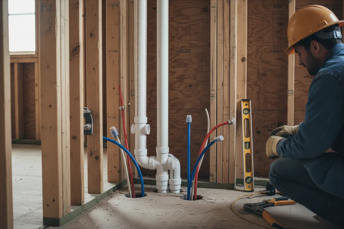 Drain and supply rough-in during Drain Cleaning in Bryant